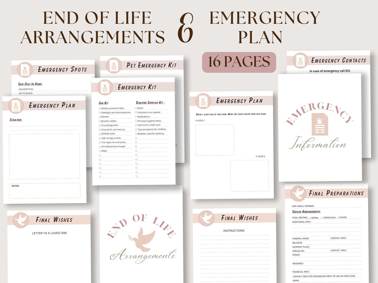 Fillable and Printable Emergency Binder PDF Template